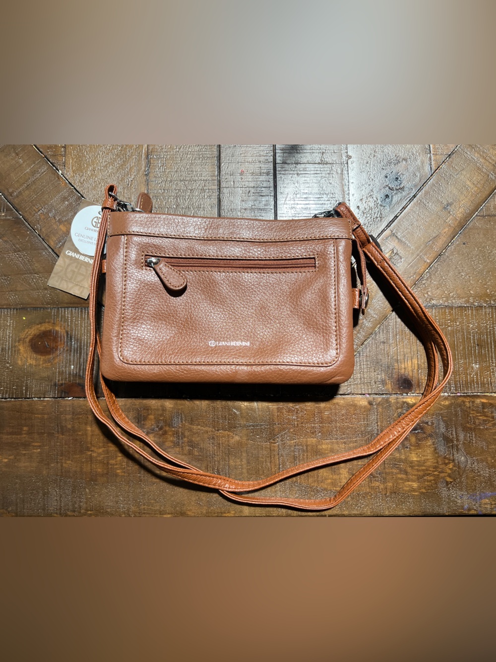 Giani Bernini Brown Pebbled Leather Crossbody Bag